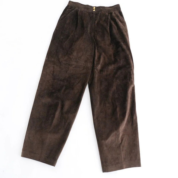 Vintage Danier Leather  Brown Suede Straight Leg Pants Size 14 - Picture 3 of 14